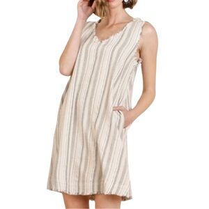 BOUTIQUE ITEM- Cream and Tan Striped Dress